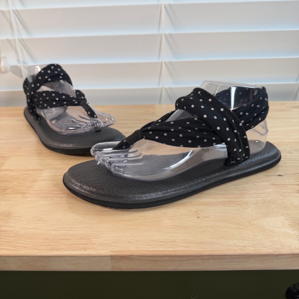 Sanuk Yoga Sling 2 Sandals Women's Black Polka Dot‎ Lightweight Comfort - 10